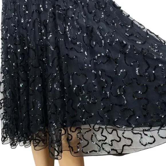 Vtg Y2K Betsey Johnson Black Sequin Strapless Corset Party Dress SZ 8